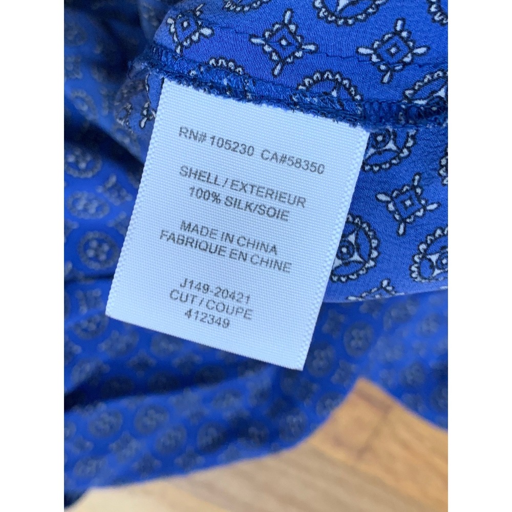 Joie Women's Blue 100% Silk Medallion Print Blouse Split Neck 3/4 Sleeve S - Picture 5 of 9